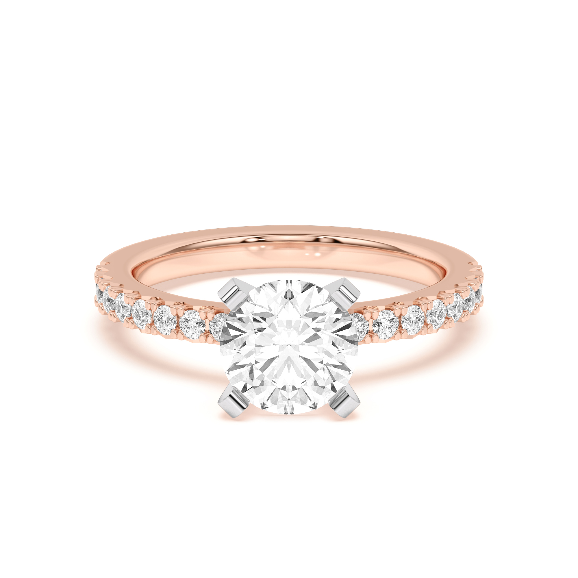 14K Rose Gold Riley Classic Pavé Diamond Engagement Ring