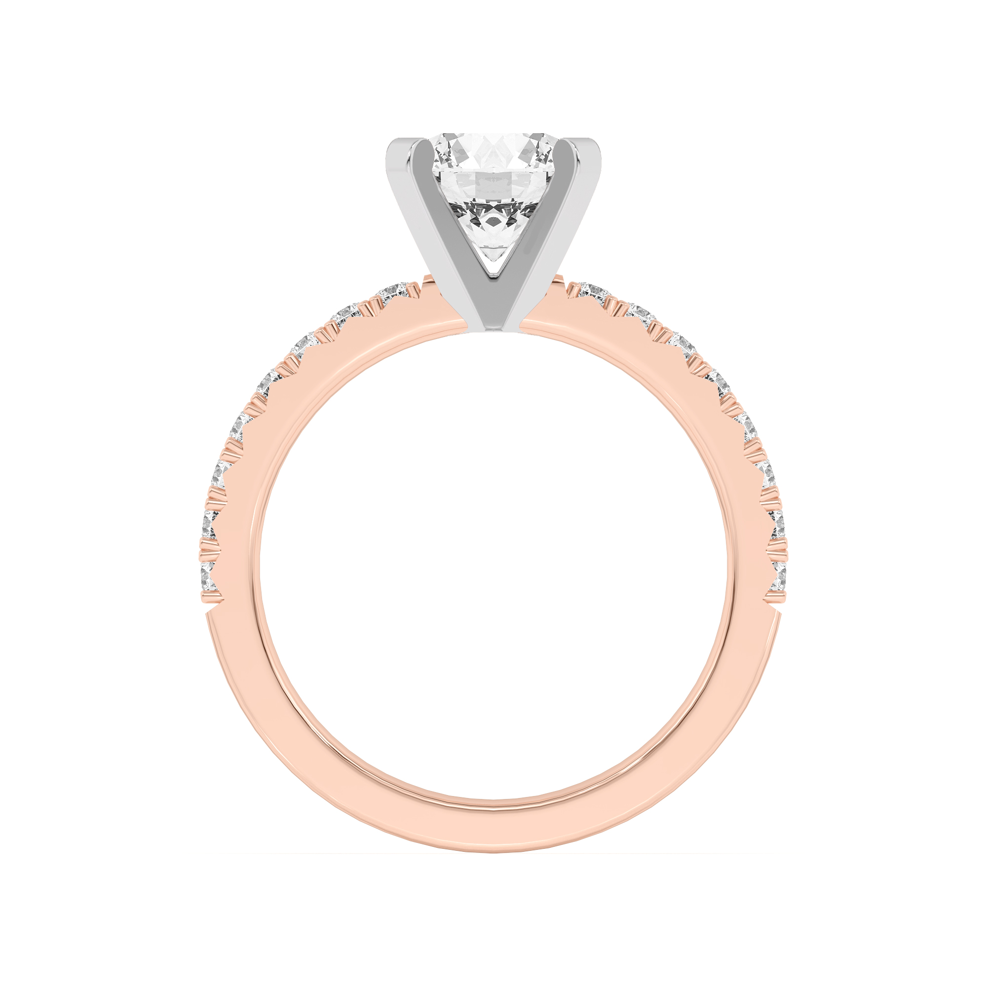14K Rose Gold Riley Classic Pavé Diamond Engagement Ring