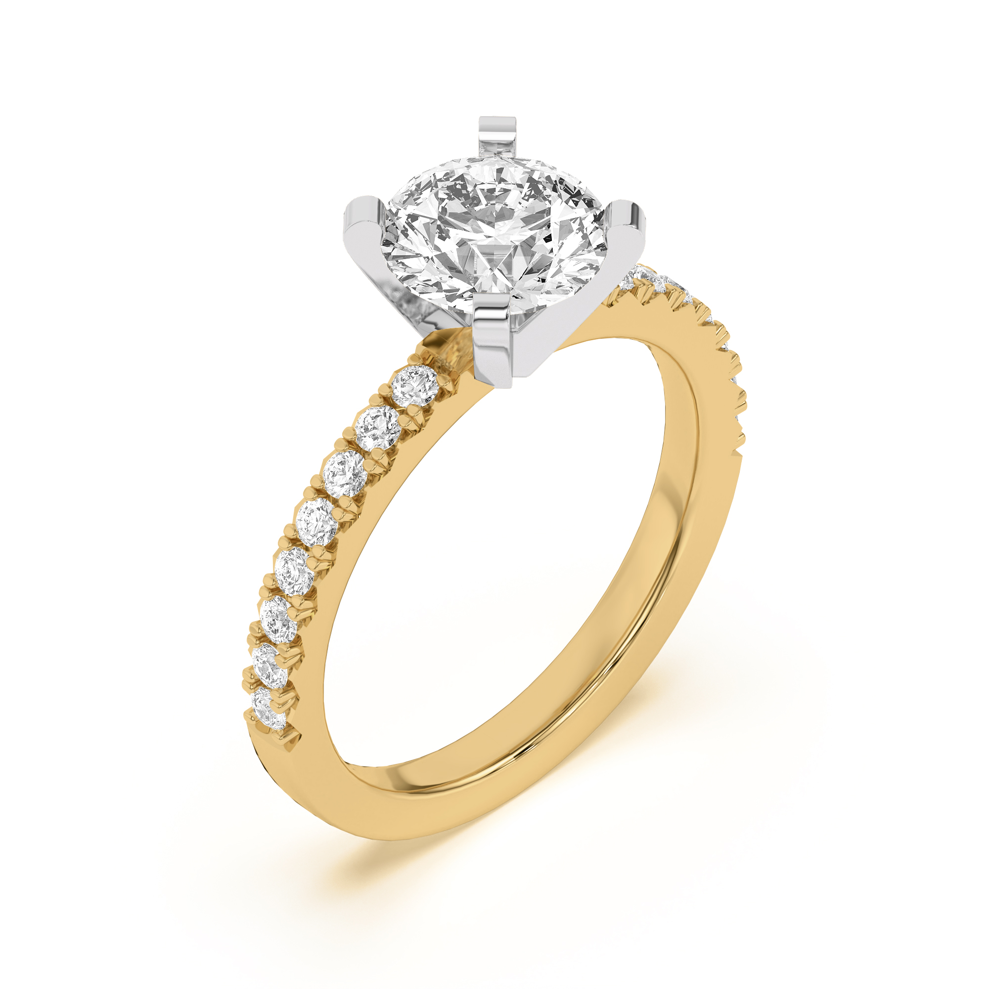14K Yellow Gold Riley Classic Pavé Diamond Engagement Ring