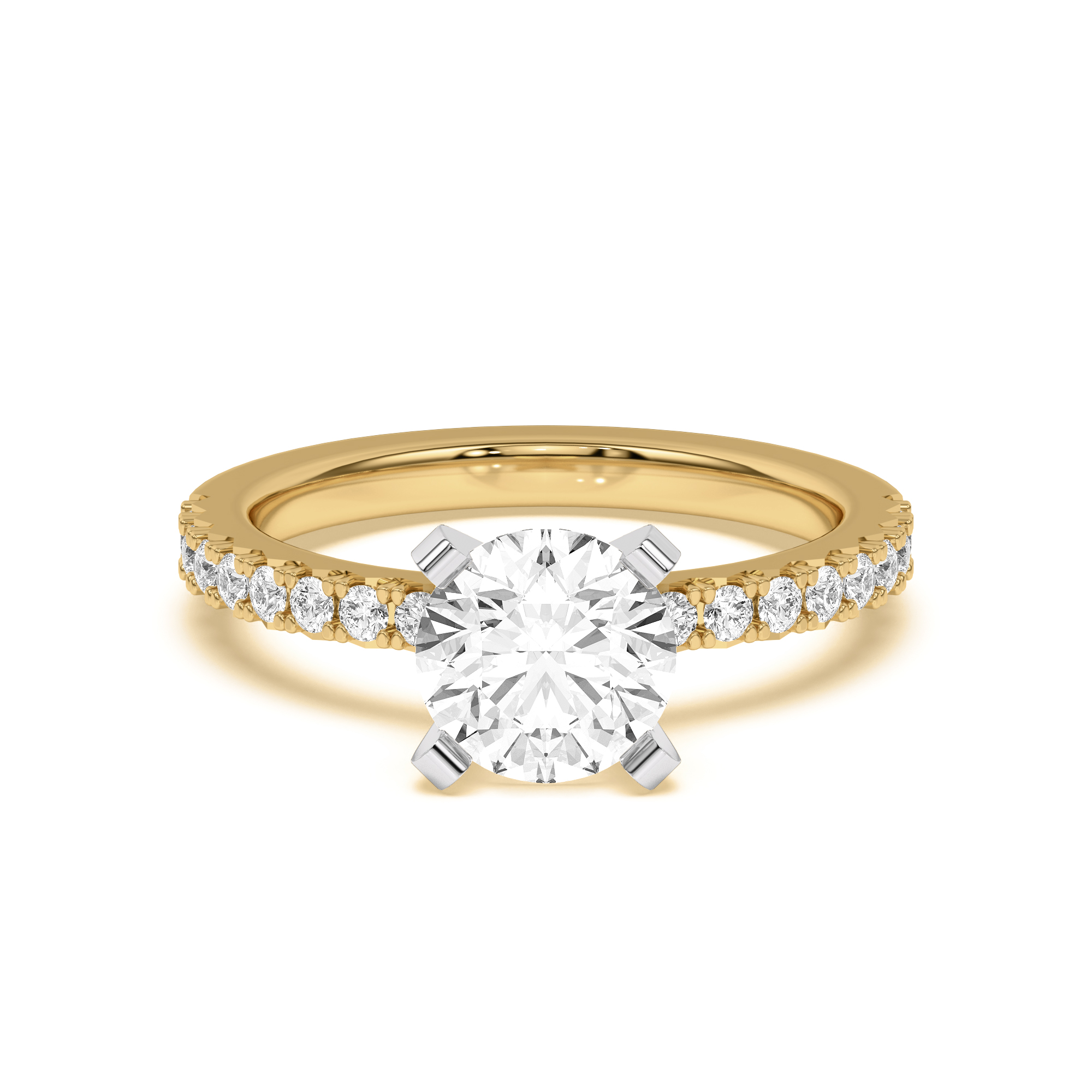 14K Yellow Gold Riley Classic Pavé Diamond Engagement Ring