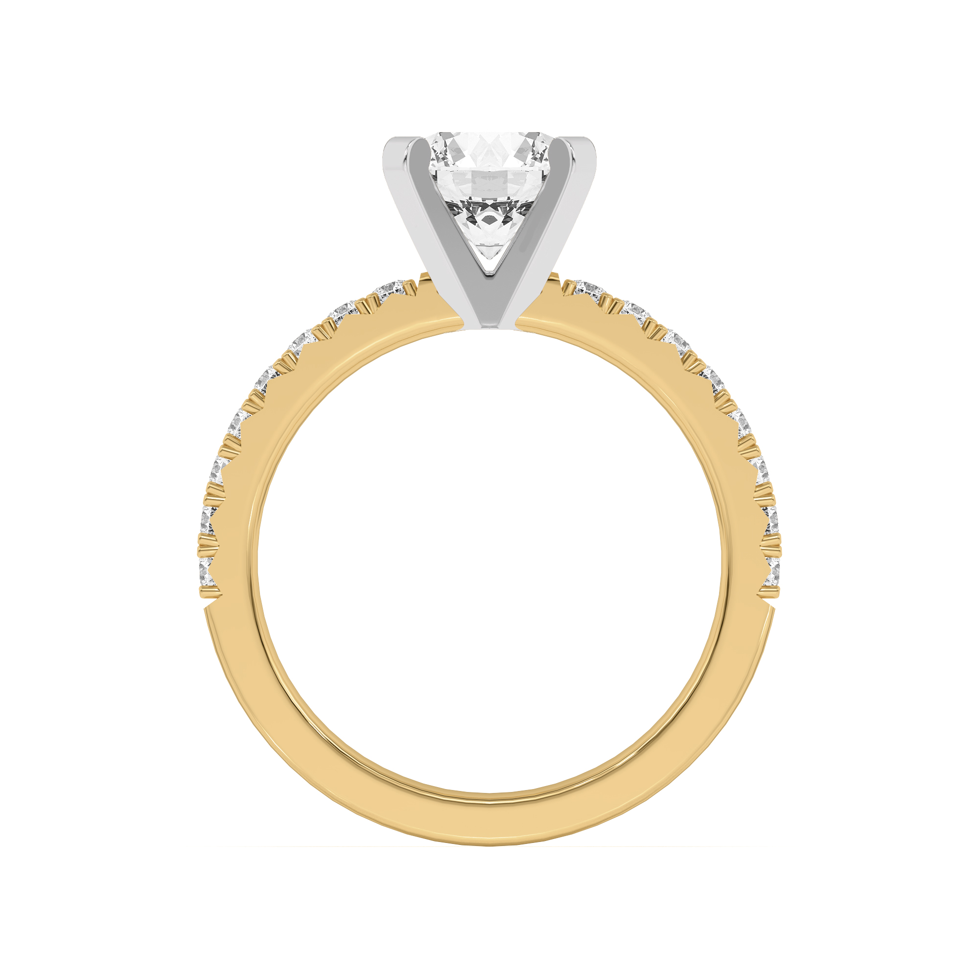 14K Yellow Gold Riley Classic Pavé Diamond Engagement Ring