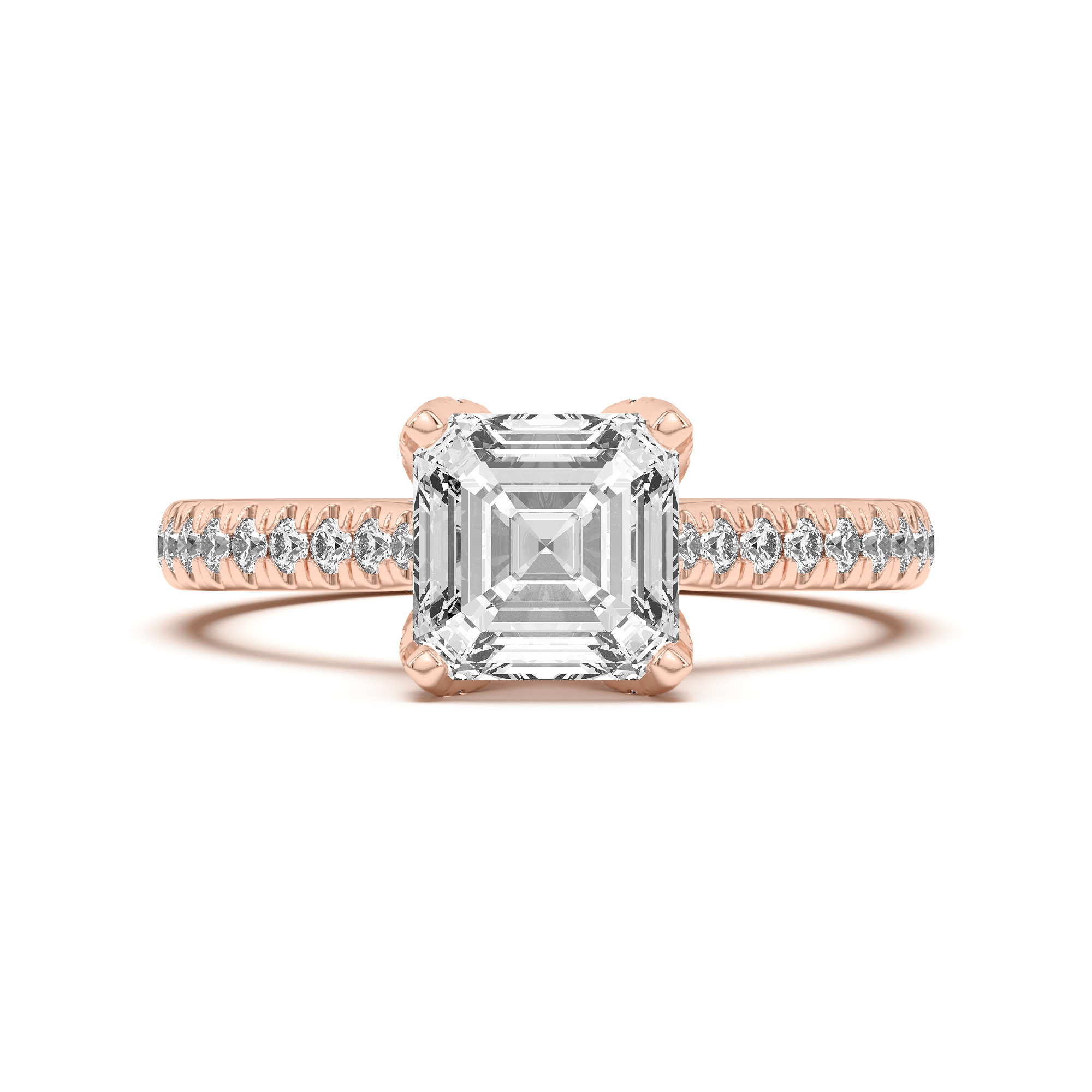14K Rose Gold Marian Diamond-Encrusted Tulip Prong Pavé Engagement Ring