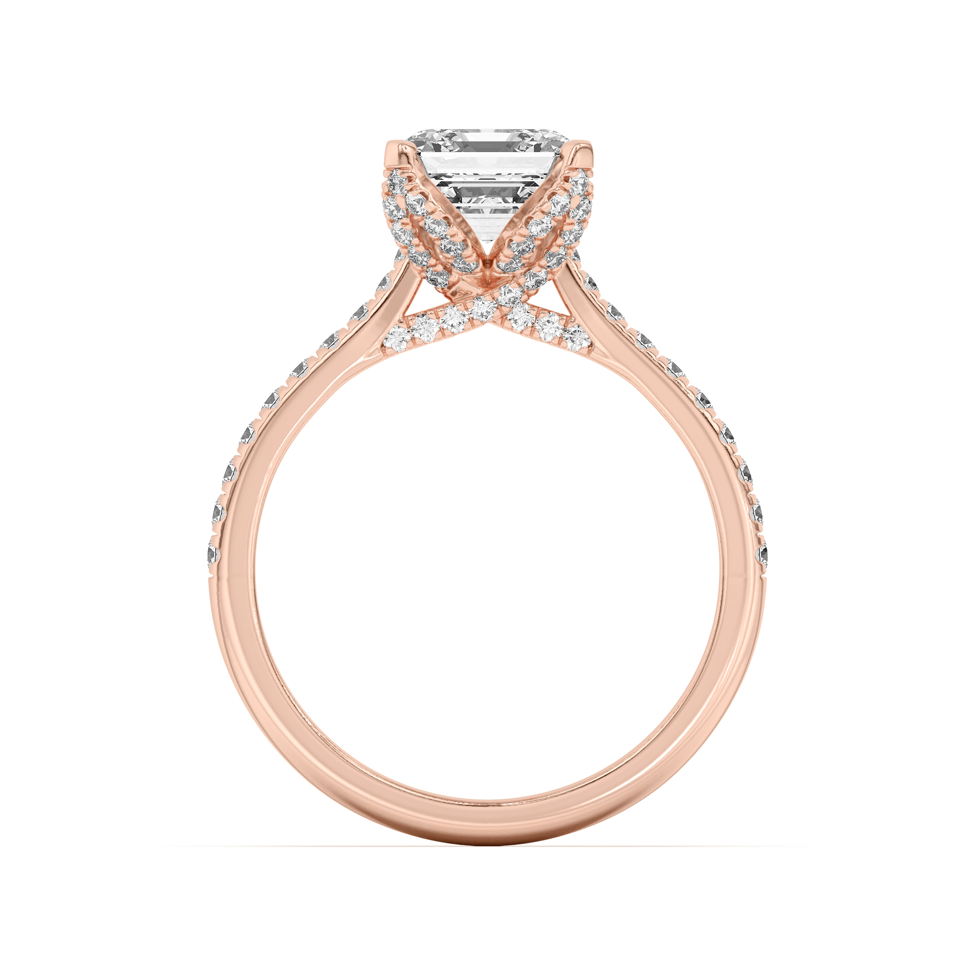 14K Rose Gold Marian Diamond-Encrusted Tulip Prong Pavé Engagement Ring