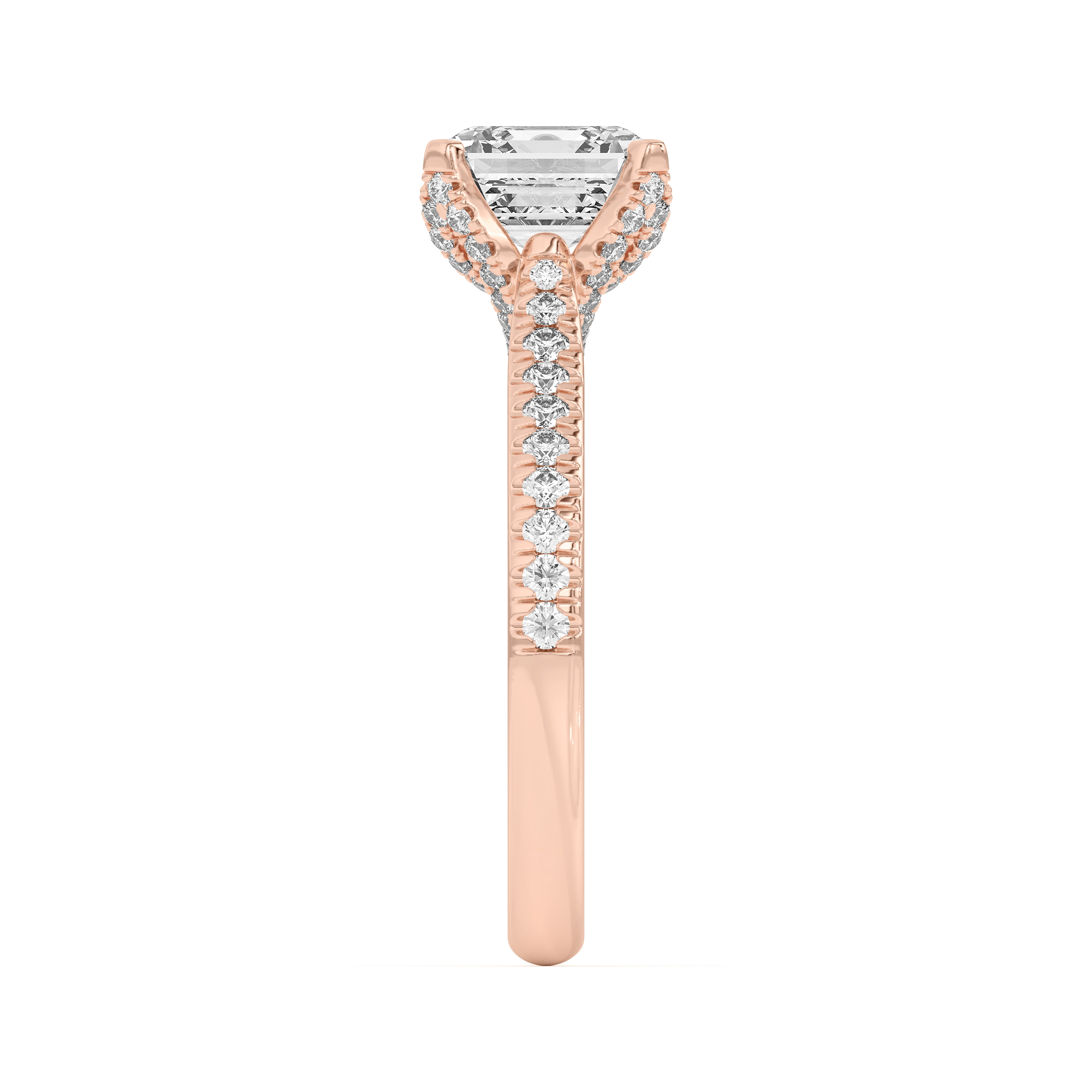 14K Rose Gold Marian Diamond-Encrusted Tulip Prong Pavé Engagement Ring