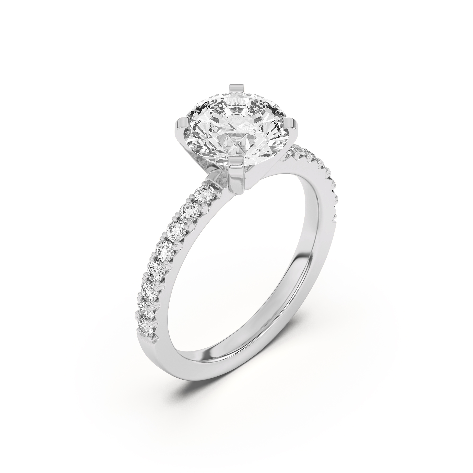 Platinum Riley Classic Pavé Diamond Engagement Ring